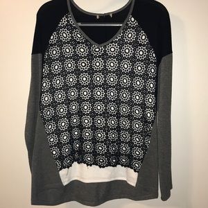 Democracy sweater with crochet overlay